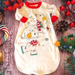 Vintage girls‎ Christmas mouse snowflake fleece pajama gown 3T